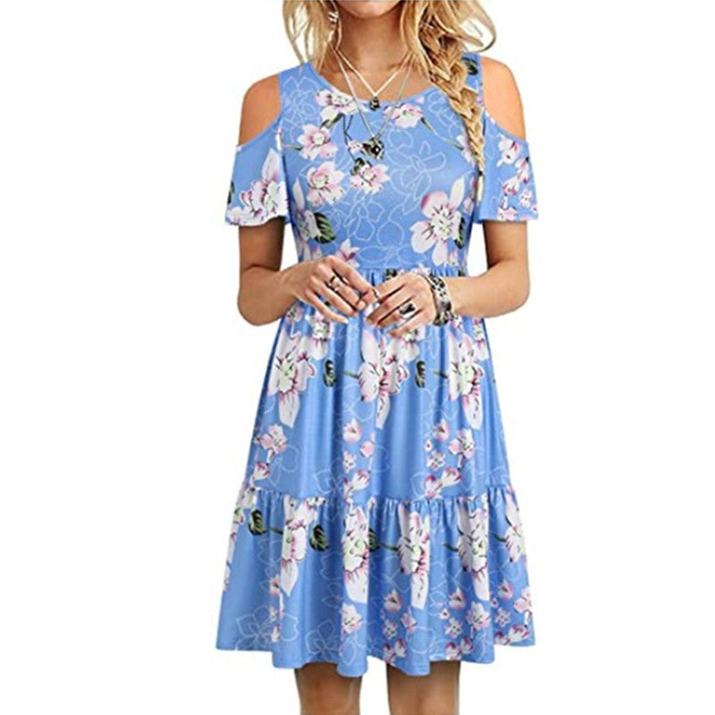 Women's Fashion Short Sleeve Off-shoulder Dress