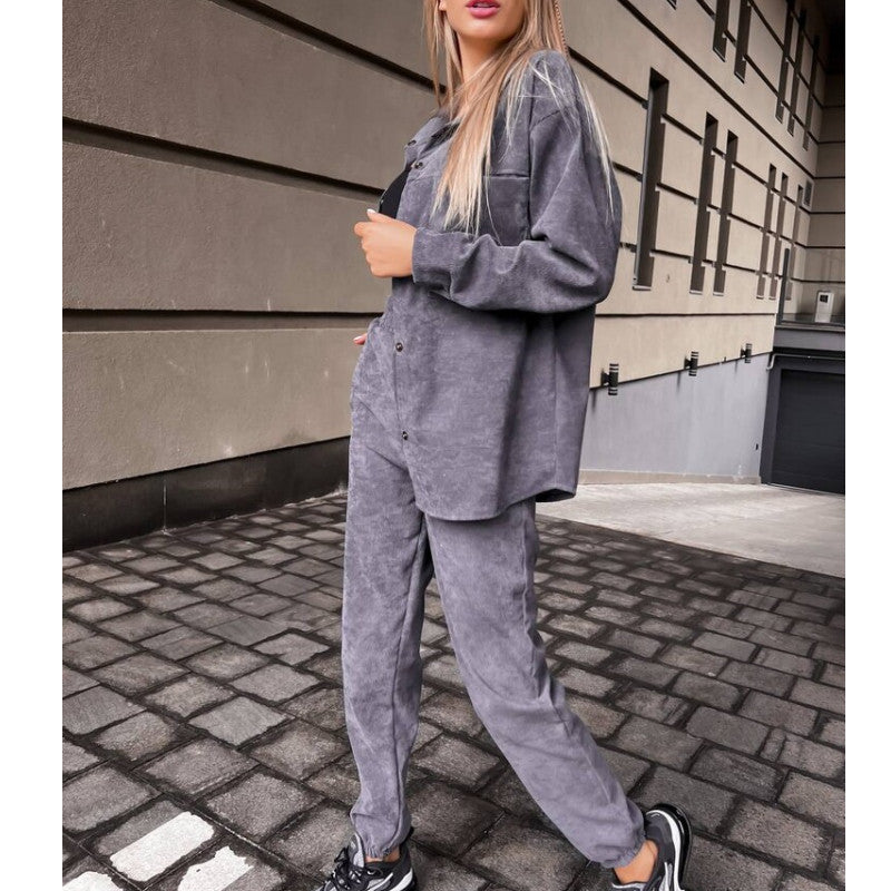 Fashionable Warm Satin Velvet Metal Button Long Sleeve Shirt Spat