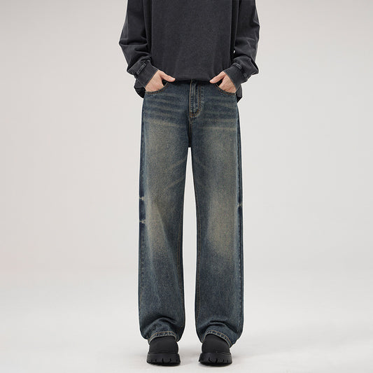Men's American-style Retro Loose Straight Jeans Men's Wide-legged Versatile Casual Long Pants