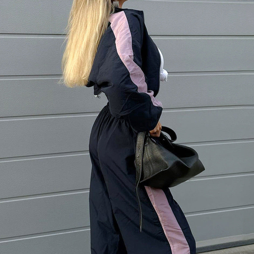 European And American Contrast Color Personality All-matching Fashion Casual Sports Suit