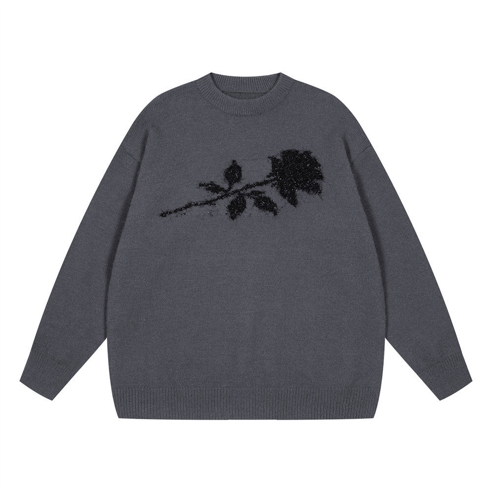 Fashion Personality Rose Loose Sweater Men