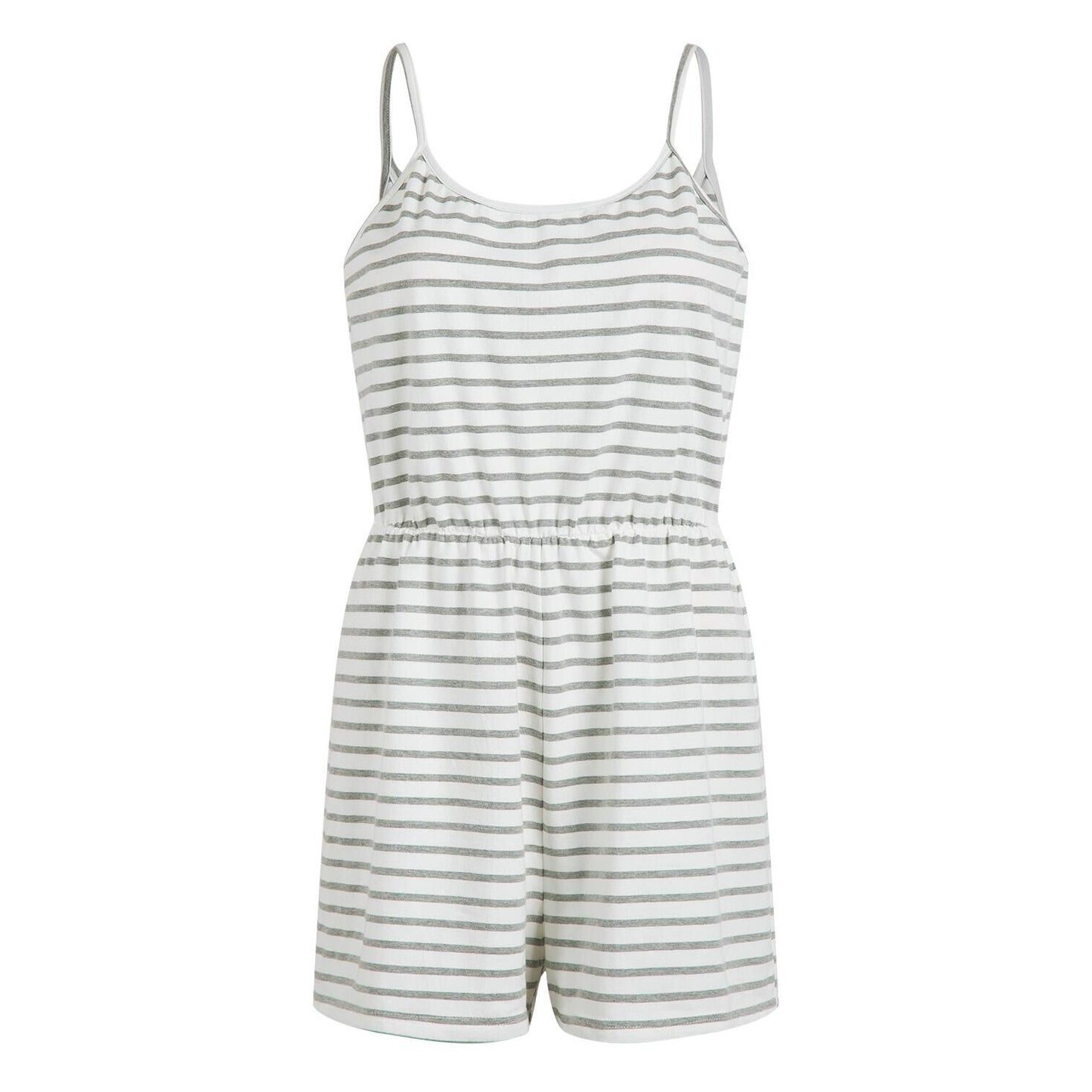 Casual Cotton Striped Spaghetti Straps Jumpsuit