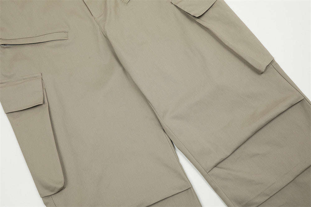 Men's Multi-pocket Straight Pleated Paratrooper Pants Overalls