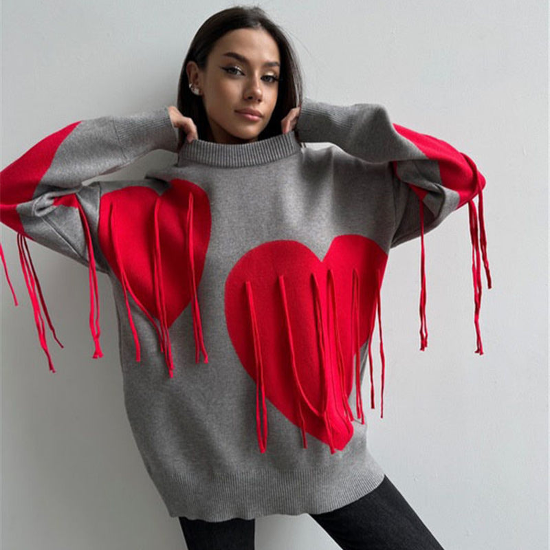 Women's Round Neck Fashion Pullover Top Sweater