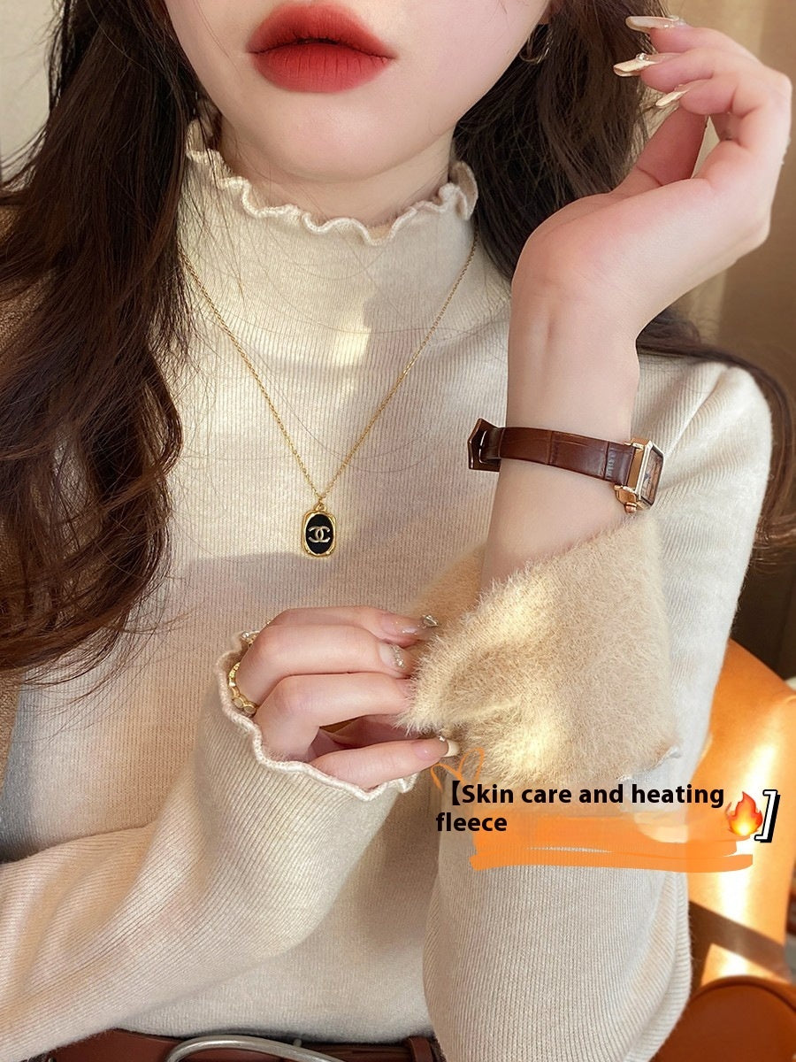 Single-layer Fleece-lined Mink Sweater Women