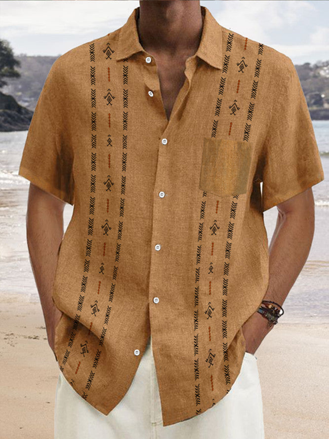 Lapel Beach Short Sleeve Shirt