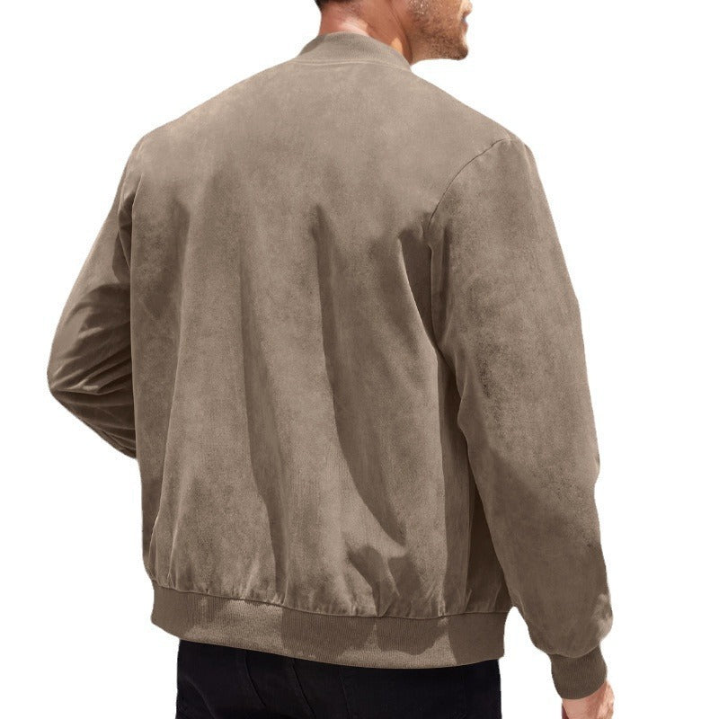Men's Suede Solid Color Casual Retro Jacket