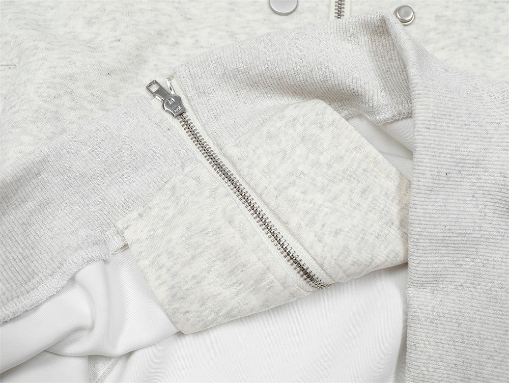 Two-way Zipper Solid Color Hooded Sweater