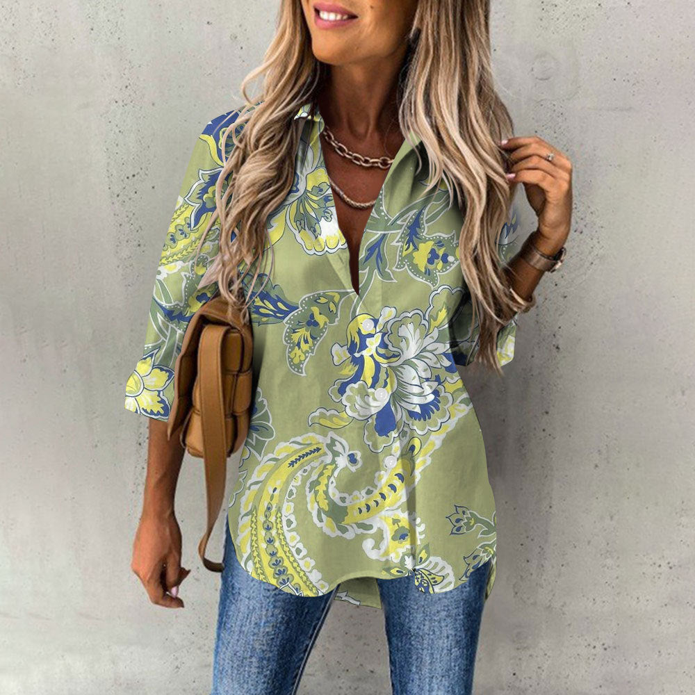 Women's Casual Digital Printing Large Upper Garment Shirt