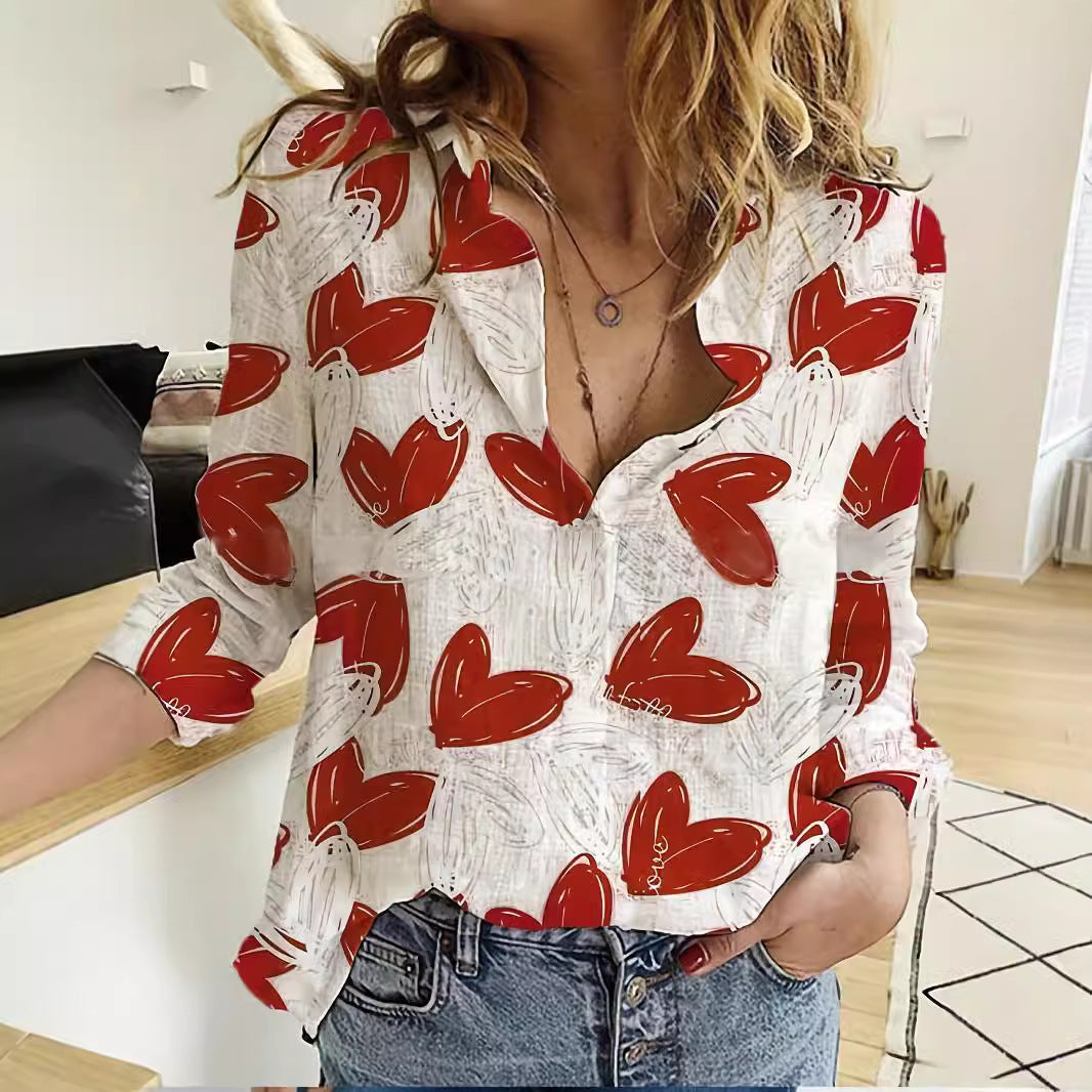 Love Sweet Fresh Casual And Comfortable 3D Digital Printing Loose Oversized Shirt Female