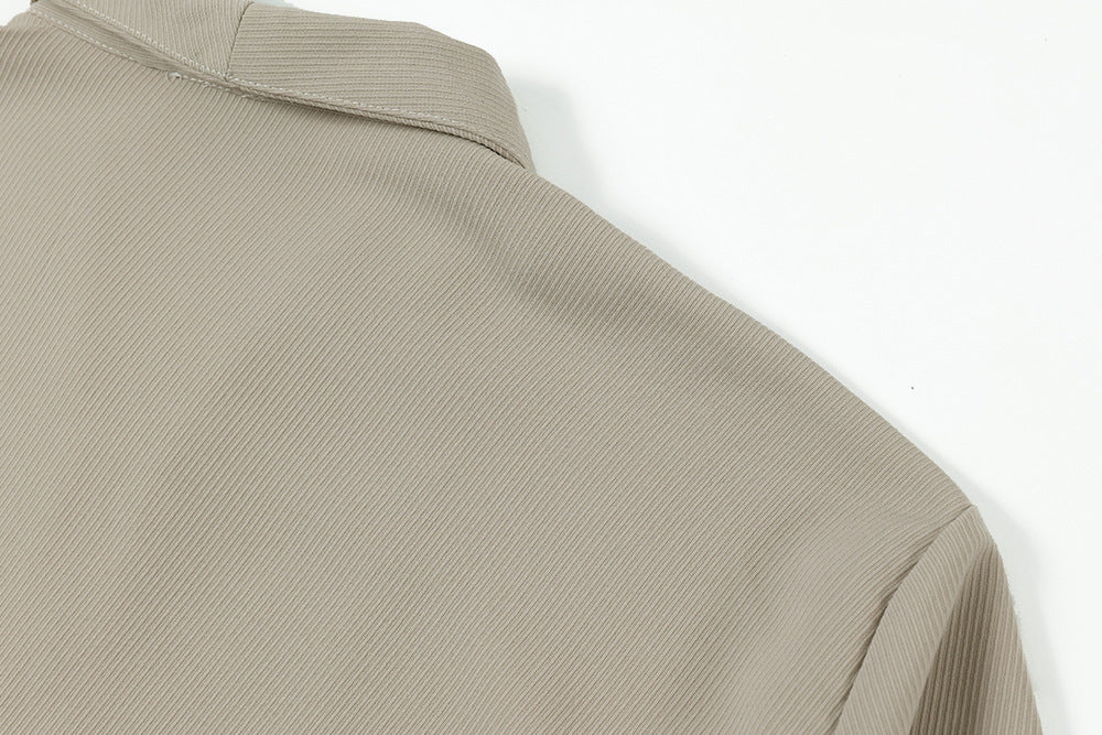 Solid Color Casual Long Sleeves Shirt Men's Personality Stitching