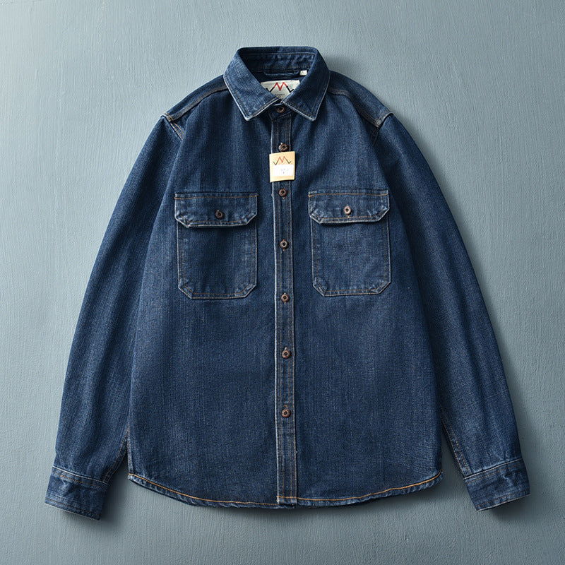 Washed Blue Distressed Loose Retro Denim Jacket