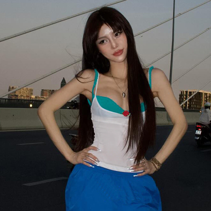 Women's Summer Low-cut Tight-fitting Camisole Top Vest Suit