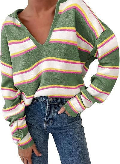 College Style Striped Knitted Striped Long Sleeve