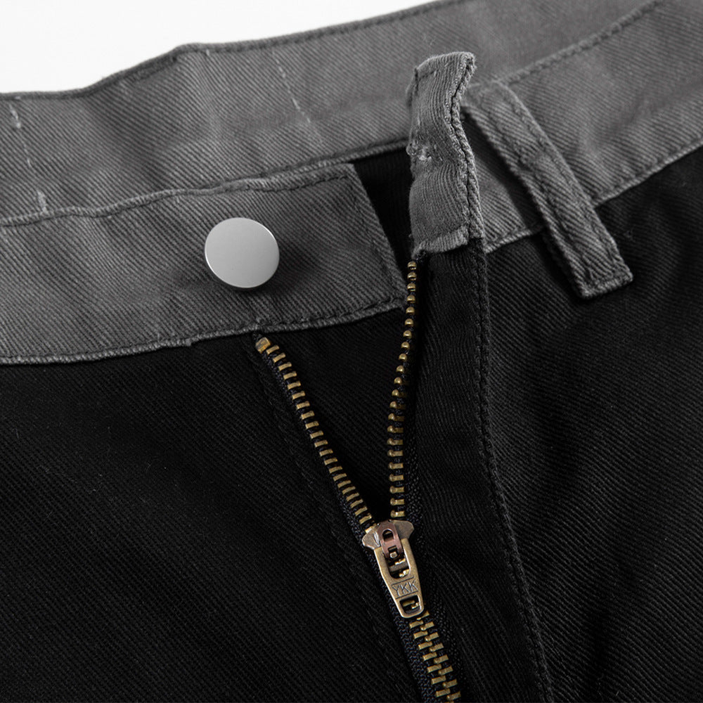 Contrast Color Split Stitching Logging Pants Men's Hip Hop High Street