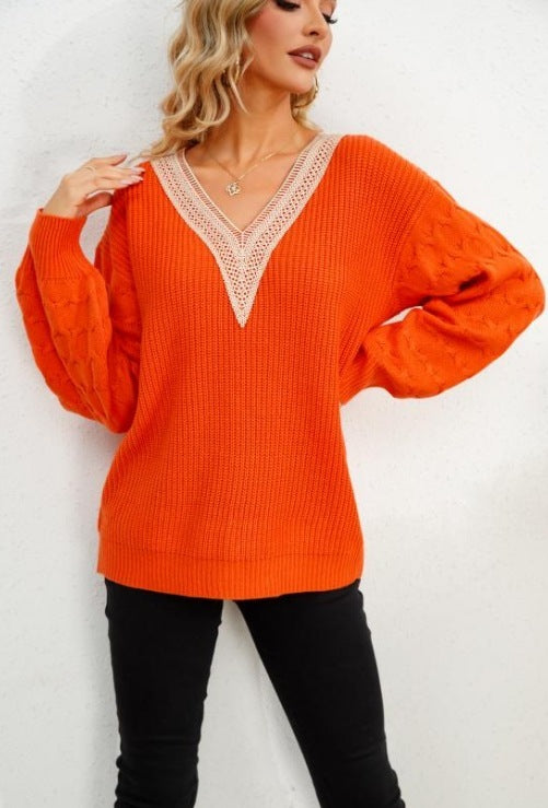 European And American Spring And Autumn V-neck Sweater
