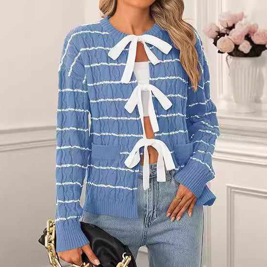 Women's Knitted Cardigan Tied Top