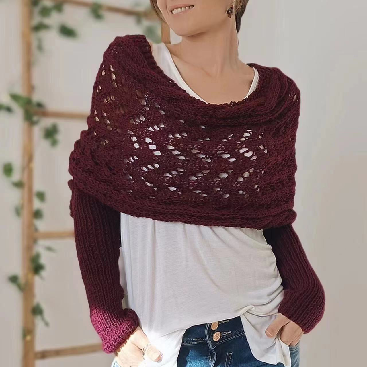 Women's Hollowed-out Double Sleeve Shawl Collar