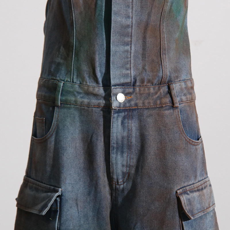 Fashion Spray Color Camouflage Tube Top One-piece Overalls European And American Hot Girl Jumpsuit
