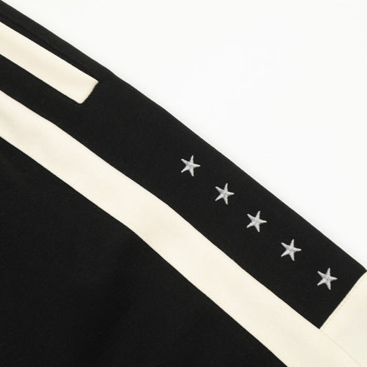 American Street Stitching Contrast Color Stripes Hip Hop Shorts Men
