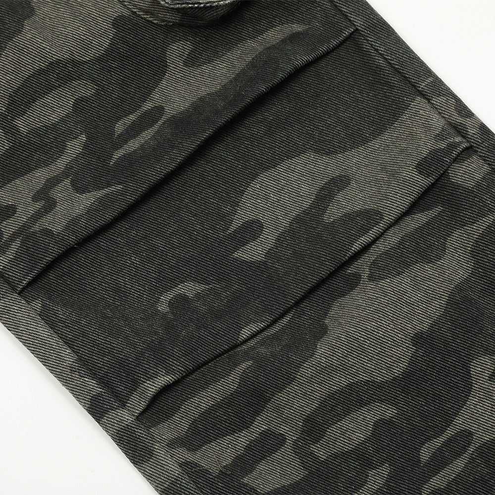 Men's Outdoor Camouflage Multi-pocket Design Sense Baggy Straight Trousers