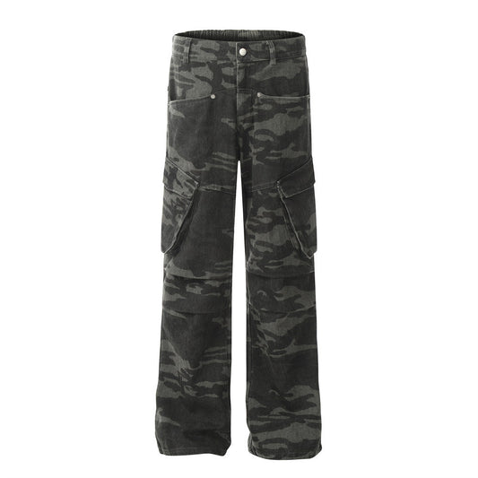 Men's Outdoor Camouflage Multi-pocket Design Sense Baggy Straight Trousers