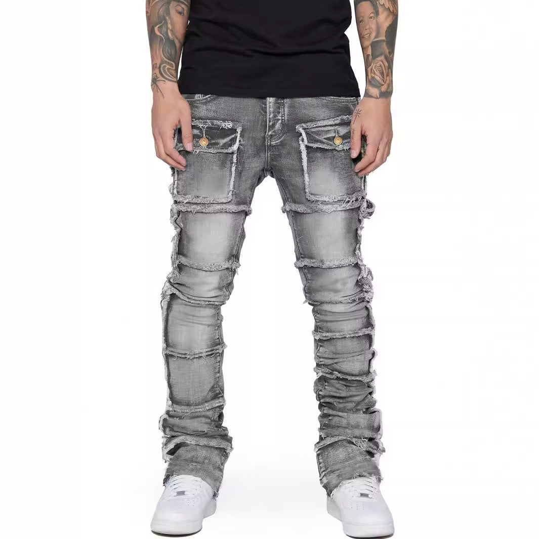 Men's Denim Straight-leg Overalls European And American Fashion