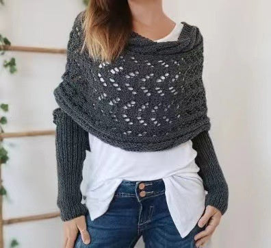 Women's Hollowed-out Double Sleeve Shawl Collar