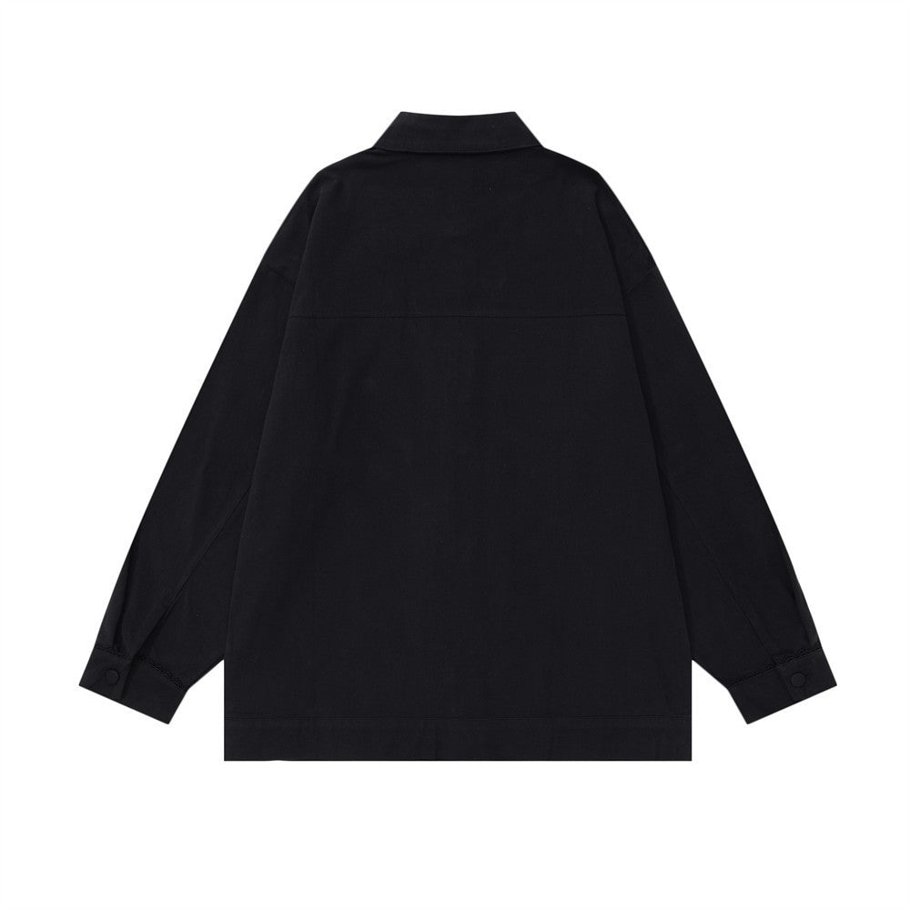 Lace Design Sense Personalized Minority Solid Color Baggy Coat