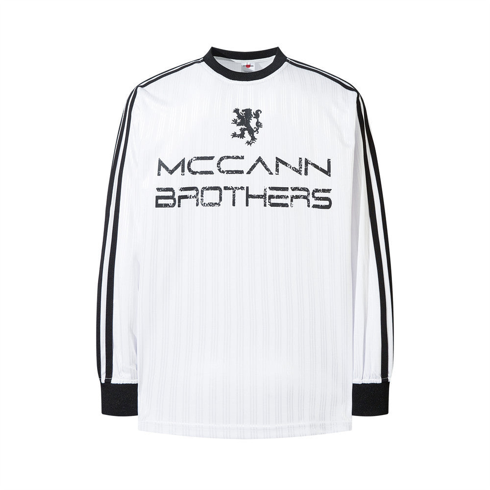 European And American Letters Loose-fitting Striped Long Sleeves T-shirt Men