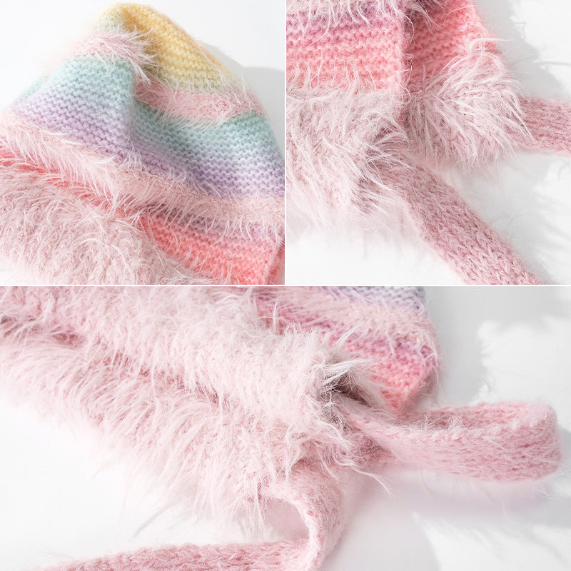 Autumn And Winter Lace-up Ear Protection Knitting Slipover Woolen Cap Japanese Style