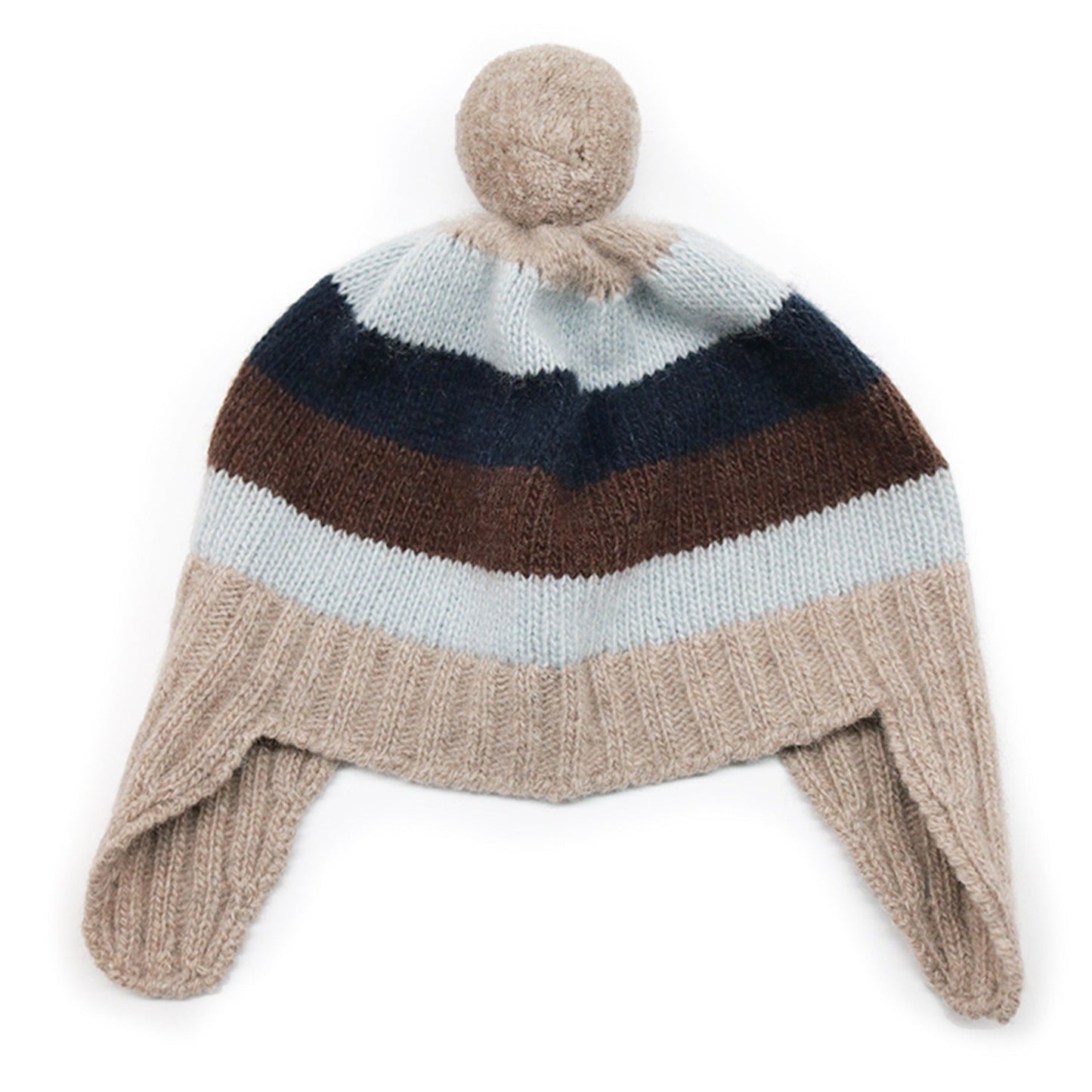 BABY STRIPED EARFLAP WITH POM POM-0