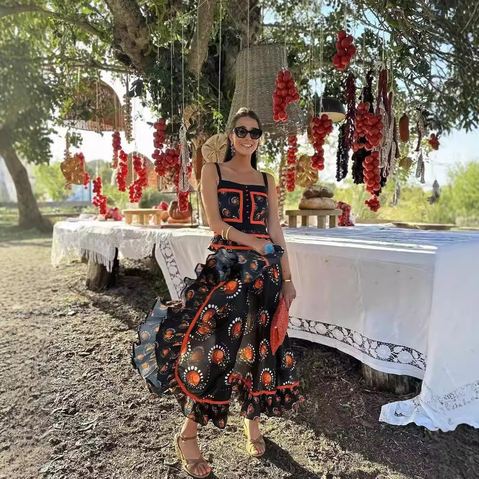 Women's Clothing Positioning Printing Slip Dress