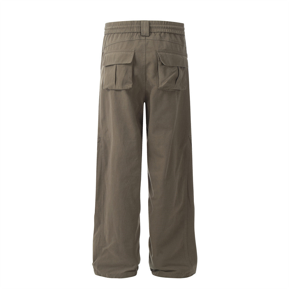 Deconstructed Drawstring Multi-pocket Paratrooper Pants Overalls