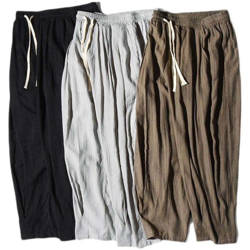 Men's Long Linen Loose Solid Color Casual Pants