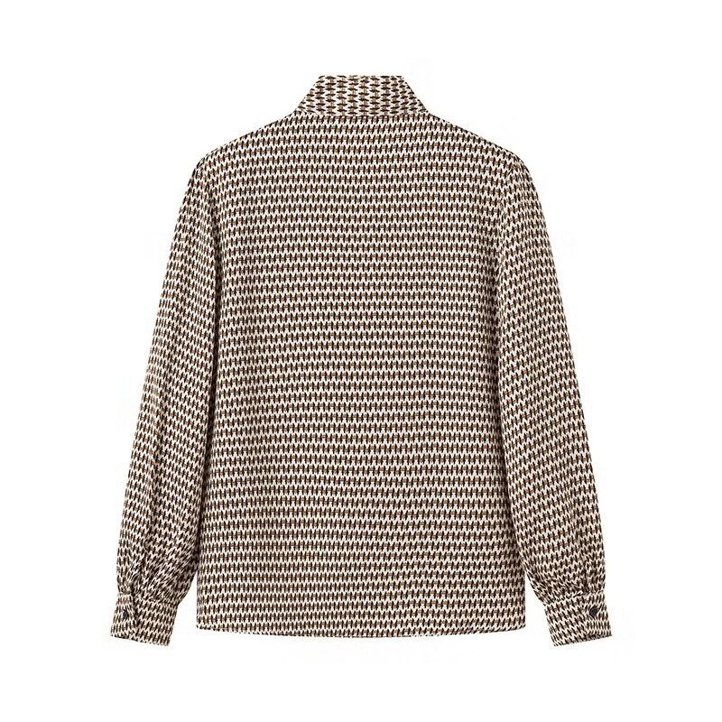 Fashion Geometry Pattern Pattern Lace Printing Long Sleeve Shirt