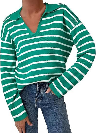 College Style Striped Knitted Striped Long Sleeve