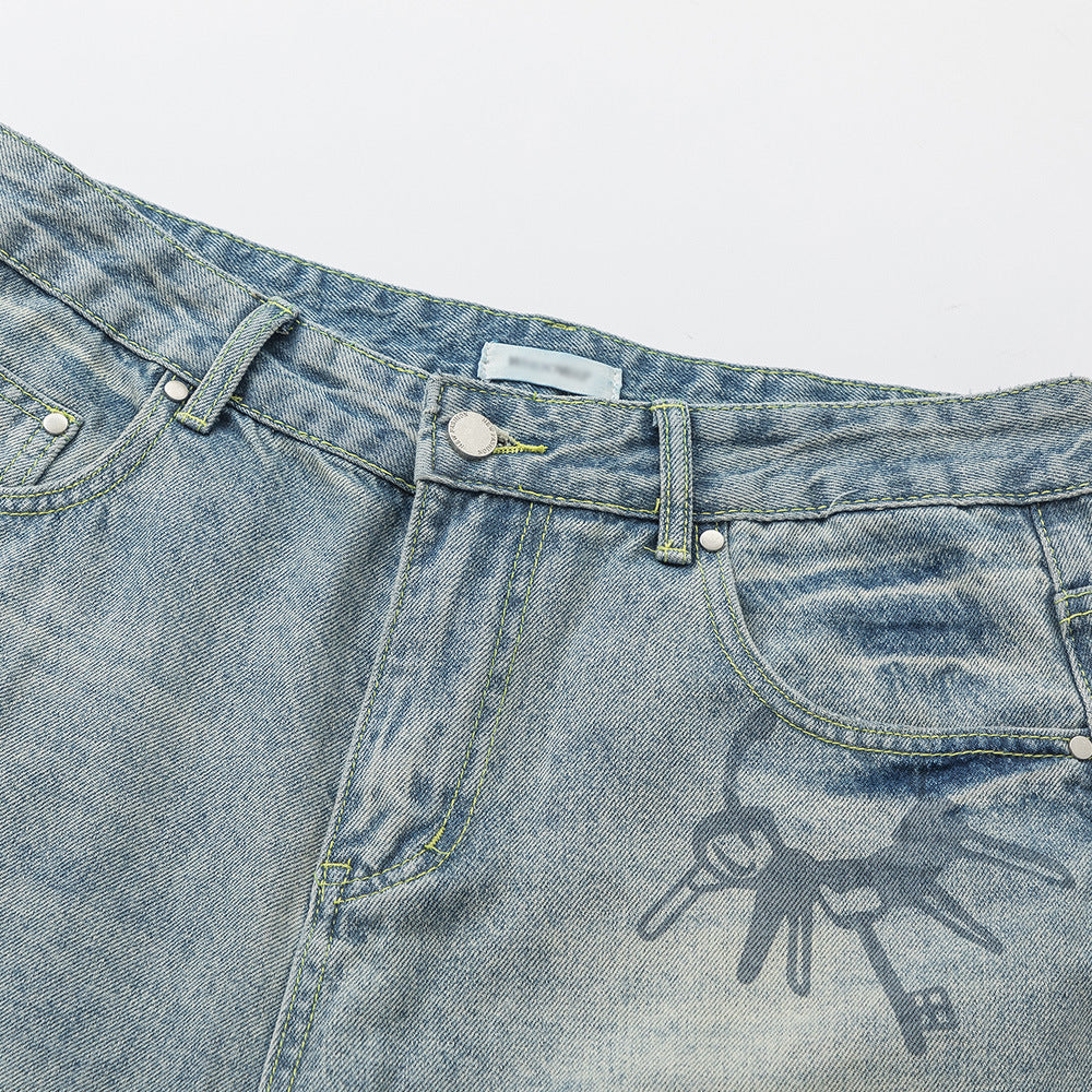 Jeans Printed Key Chain Ring