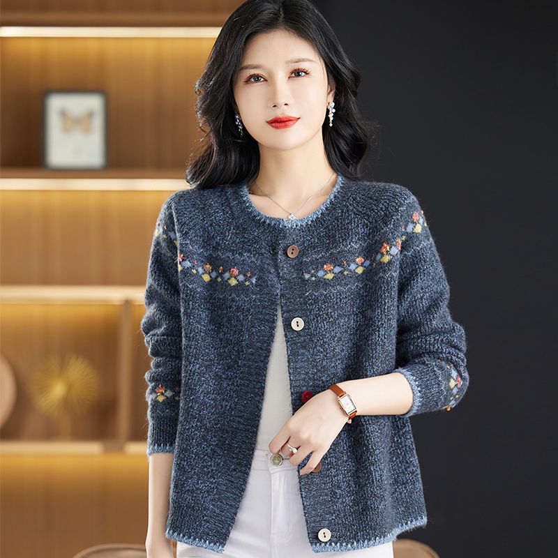 Knitted Cardigan Round Neck Short Loose Sweater