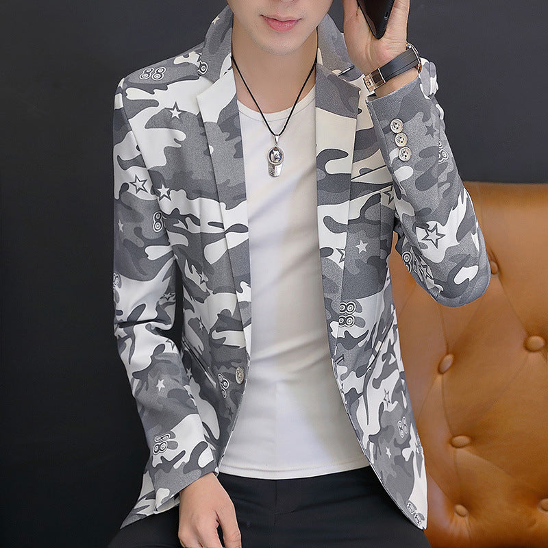 Men's Casual Camouflage Small Suit