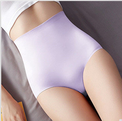 High Waist Ice Silk Women's Seamless Purified Cotton Crotch Belly Contracting Briefs