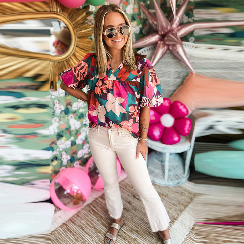 Fashionable Thin Printed Chiffon Shirt For Women