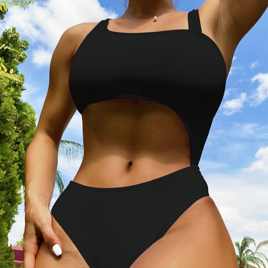 One-piece Swimsuit Women's Hollow Swimwear Solid Color