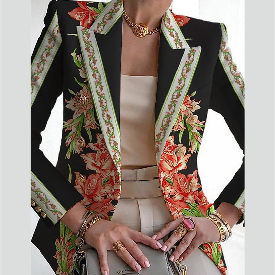 Women's Clothing Fashion Printed Suit Slim Fit
