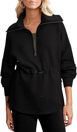 Women's Super Plus Size Sweatshirt Half Zipper Drawstring