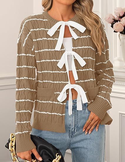 Women's Knitted Cardigan Tied Top