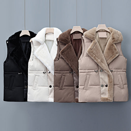 Thick Thermal Vest Korean Style Mid-length Versatile Solid Color