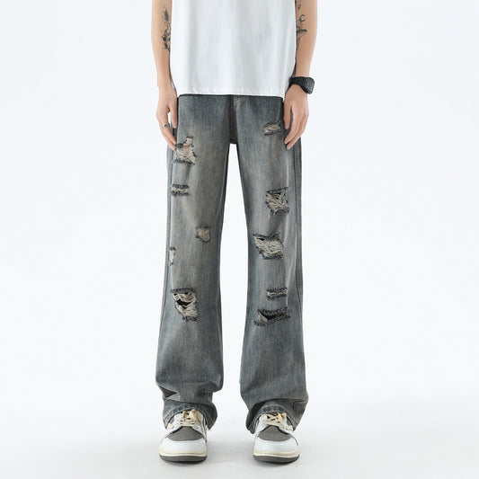 Men's Straight Wide Leg Casual Trousers