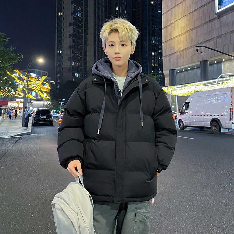 Fake Two-piece Cotton-padded Clothes Thickened Thermal Wear Winter Hooded Couple Coat