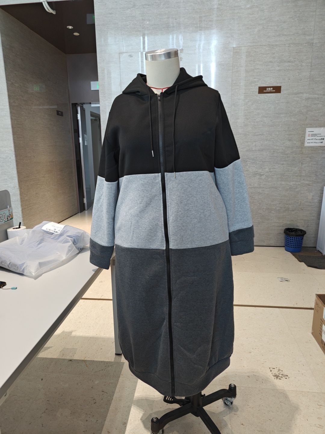 Color Contrast Patchwork Real Pocket Hoodie Coat